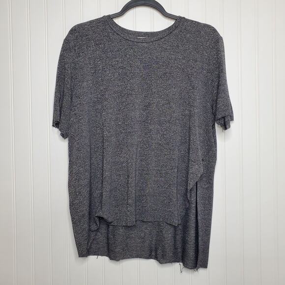 Wilfred Aritzia Women's Dark Heather Gray Raw Hem Tee Size S Split Sides Hi Lo - Picture 7 of 7